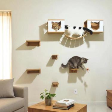 Imagem de Playground para Gatos 9pçs REFORÇADO Mdf 15mm PREMIUM Resistente Monta