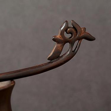 Imagem de Palito de cabelo tradicional de madeira preta estilo chinês grampos de cabelo vintage flores folhas cabelo acessórios de joias da China