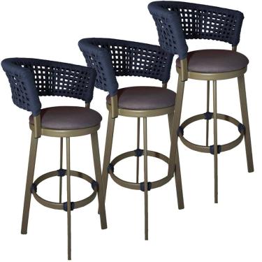 Imagem de 3 Banqueta Corda Náutica em Alumínio Balcão Jardim, Edícula Balcão, Edícula, Cozinha Trama