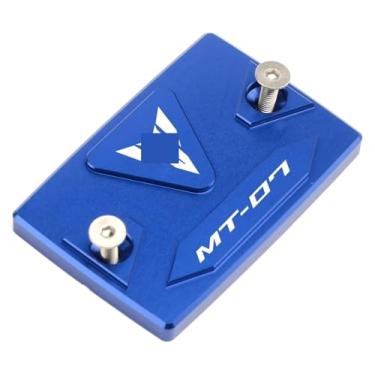 Imagem de Tampa do reservatório de fluido de freio dianteiro traseiro tampa de enchimento de óleo tampa de válvula de pneu compatível com MT07 MT-07 MT 07 FZ07 2015-2020 2021 2022 2023 (azul frontal)