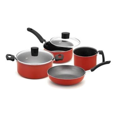 Imagem de Jogo de Panelas 4 Peças Alegrete Antiaderente Vermelho, Antiaderente