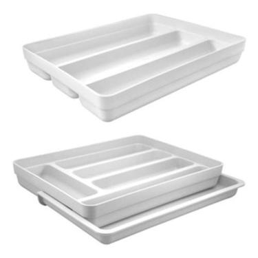 Imagem de Kit 2 Organizador Gavetas Talheres Extensor Porta Faca Logic