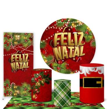 Imagem de Trio Capas Cilindro e Painel Redondo e Lateral e Tapete Natal - Fadrix