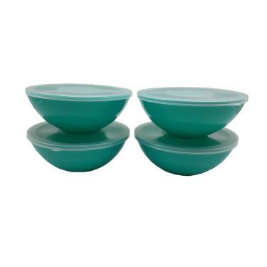 Imagem de 4 potes redondo com tampa marmita sobremesa 600 ml verde