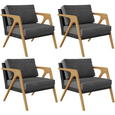 Imagem de Kit 04 Poltronas Decorativas Sala Estar Pietra L02 material sintético 