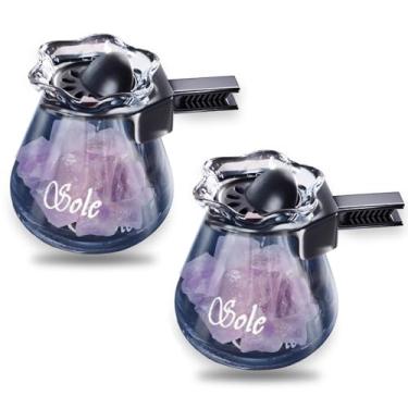 Imagem de Garrafas de vidro difusor de carro com cristais de pedra natural para espalhar óleos essenciais, frasco de vidro de design de lótus azul como clipe de ventilação de ambientador, acessórios de