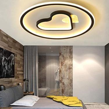 Imagem de Luminária de teto LED para sala de estar, moderna, regulável, com controle remoto, luminária de teto em acrílico com design de coração, abajur, lustre para quarto infantil, cozinha, banheiro
