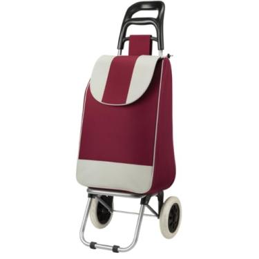 Imagem de Carrinho de Compras para Feira e Supermercado | 2 Rodas Reforçadas, Dobrável e Alta Capacidade de 30kg(Bordô)