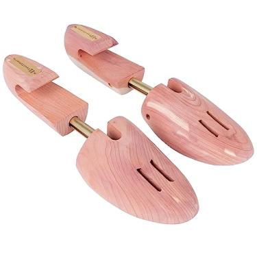 Imagem de FootFitter USA Cedar Shoe Trees For Men, Bloco de bico completo e salto largo com gancho, melhor modelador de sapatos aromáticos - LE11, Marrom, L (10 - 11.5)