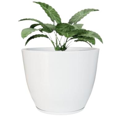 Imagem de Vaso Grande Polietileno Plantas Liso Marmorizado Decorativo Varanda (Branco)