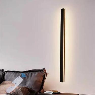 Imagem de Luminária de parede LED interna com controle remoto, moderna, minimalista, regulável, arandela longa, interior, acrílico, moda, luminária de parede, varanda, iluminação de parede, sala de es