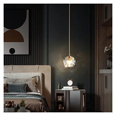 Imagem de Lustre moderno LED, candelabro de cabeceira de quarto, lustre de cristal de cabeça única, poste moderno, minimalista, restaurante, bar, rede, luz vermelha, lustre de luxo para sala, lustre L