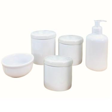 Imagem de Kit higiene bebê Lavabo 5 pçs Off White - Tudo Porcelana