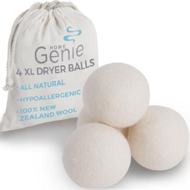 Imagem de HOME GENIE Bolas de secagem reutilizáveis de lã GG, secagem rápida antiestática para pelos de animais de estimação, reduz rugas na roupa, fiapos, amaciante de tecido natural essencial, substitui