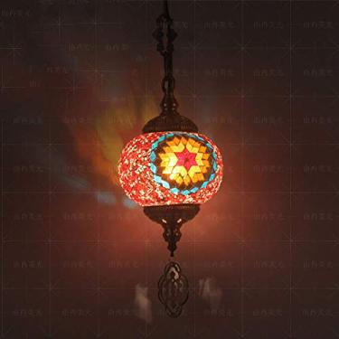 Imagem de 1 Luminária pendente de mosaico de globo de luz, luminária pendente de teto decorativa boêmia para sala de jantar, sala de estar, bar, hotel, lustre de vidro para quarto