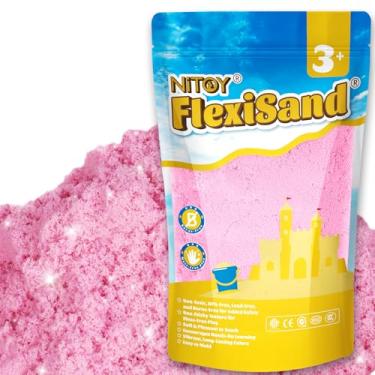 Imagem de NiToy FlexiSand Areia de brinquedo de 1 kg, nunca seca por 3 anos ou mais, refil infantil a granel para brinquedos sensoriais de caixa de areia (rosa)