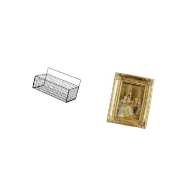 Imagem de Fenteer Prateleiras Flutuantes de Metal com Arame E Porta-retratos de Vidro de Resina, Porta-cartões, Organizador para Cozinha, Banheiro, Sala de Estar, Quart