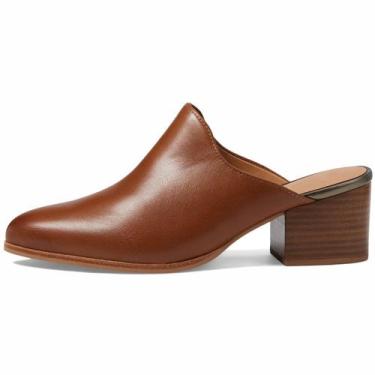 Imagem de Sapatos femininos Dystralix Mules, couro marrom, salto alto, 6 cm