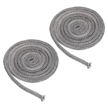 Imagem de PATIKIL Gaxeta de fogão a lenha de 9,5 cm x 248 cm, 2 peças de substituição de corda de vedação de resistência a altas temperaturas de fibra de vidro de grafite redonda para porta de lareira de fogão