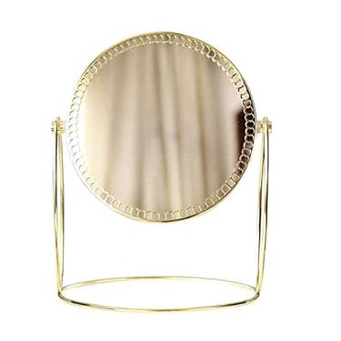 Imagem de Espelho pequeno para maquiagem, espelho de maquiagem com ampliação 3X de mesa, espelho cosmético frente e verso, espelho giratório de 360°, espelho de maquiagem