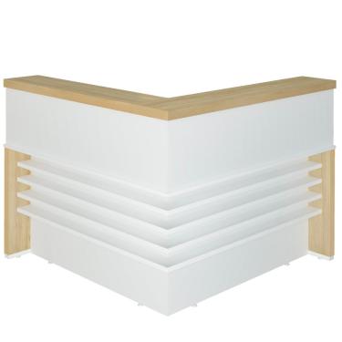 Imagem de Balcão Para Recepção Escritório Office Atria Executiva 147x147cm A02 Carvalho Branco - Lyam Decor
