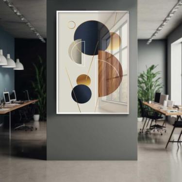 Imagem de Quadro Decorativo com Moldura e Acrilico Cristal Vidro Abstrato Geomêt