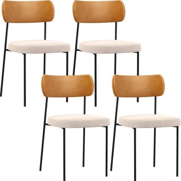 Imagem de Kit 04 Cadeiras Para Sala De Jantar Melina L02 Couríssimo Whsiky Suede Bege - Lyam Decor