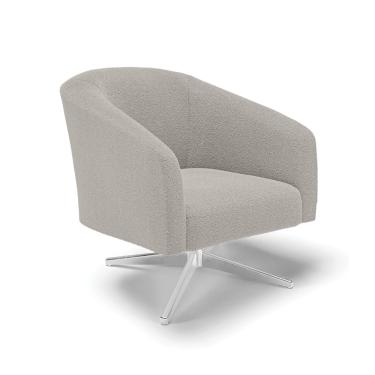 Imagem de Poltrona Decorativa Base Giratória Cromada Stella Bouclê Cinza D03 - D'Rossi