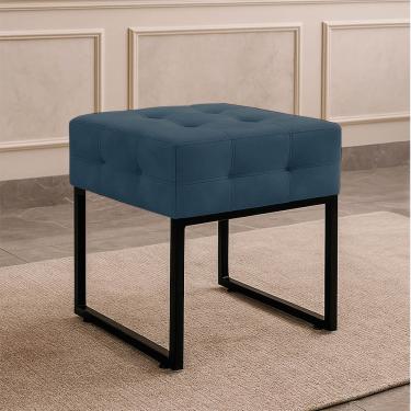 Imagem de Puff Sala Decorativo Industrial Elisa Suede Azul Marinho D03 - D'Rossi