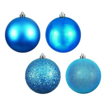 Imagem de Enfeite de árvore de Natal Vickerman 16361-3" turquesa fosco brilhante lantejoula com glitter bola (pacote com 16) (N590812)