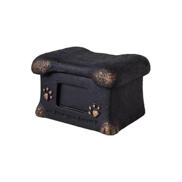 Imagem de Ioensy Caixa memorial para animais de estimação em formato de osso, suprimentos memoráveis, simpatia, grande capacidade de exibição, urnas de cinzas para, Preto