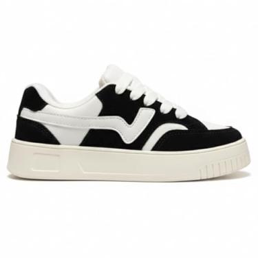 Imagem de Tenis Feminino Casual Orks Academia Acolchoado Camurça Adulto (PRETO BRANCO, BR, Adulto, Numérico, 36)