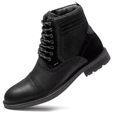 Imagem de Arkbird Chelsea Bota masculina Chukka de couro elegante e confortável com zíper, Preto em dois tons 806, 40