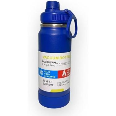 Imagem de Garrafa Térmica 800ml - Duplamente Isolada a Vácuo, Alça,Hidratação, Caminhada, Academia. (Azul)