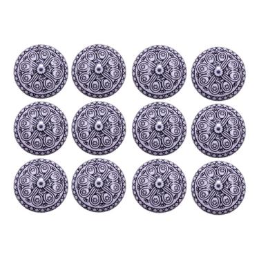 Imagem de The Metal Magician Puxador de armário Puxador de gaveta Puxador de cerâmica Puxador de gaveta Puxador vintage gasto chique pintado à mão botão artesanal botão sortido botão preto roda (flor) 12 peças