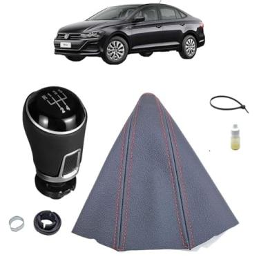 Imagem de Manopla De Substituição E Coifa Forro Courvin Marcha Câmbio Manual Compatível Com Vitus 2018 Á 2026 (PRETO - COSTURA VERMELHA)