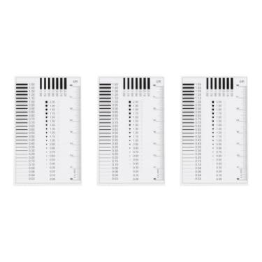 Imagem de Generic 3 peças Tabela de estimativa de tamanho SEC de alta precisão 90 x 55 mm 0,16 mm régua de filme de detecção de falhas de transparência coberta para medição de defeitos de diâmetro e largura da