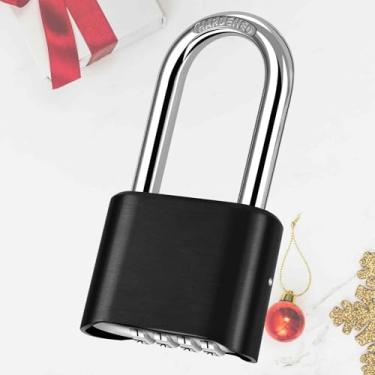 Imagem de Fechadura de combinação de 4 dígitos, cadeado de metal resistente, fechaduras de liga externa com manilha de aço endurecido longa, cadeados grandes à prova de intempéries de alta segurança para escola