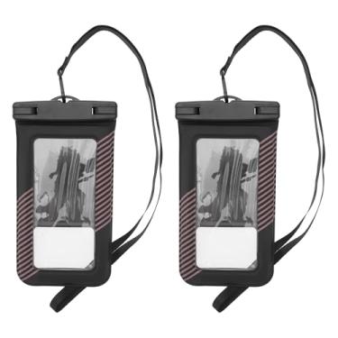 Imagem de 2 peças meia listra bolsa móvel impermeável preta rosa claro capa universal à prova d'água compatível com telefone 11,5 x 21 cm contagem