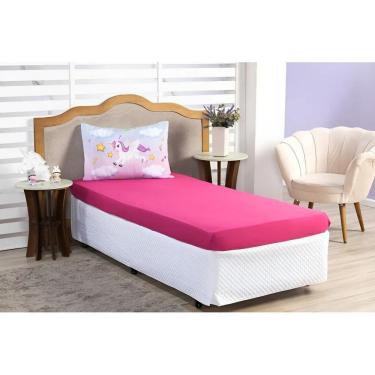 Imagem de Lençol Com Elástico+Fronha Solteiro Persona Azul Unicórnio