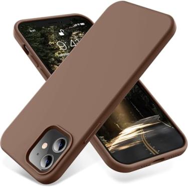 Imagem de Capa projetada para iPhone 12/12 Pro, silicone premium com forro de microfibra macio antiarranhões, capa protetora à prova de choque para homens, mulheres e meninas de 6,1 polegadas, marrom claro