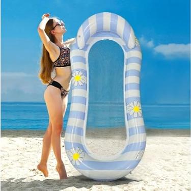 Imagem de Boia Rede Para Piscina flores Cama Flutuante Deitado, tamanho adulto 180x88cm Rafting de Piscina(azul redondo 160x88)