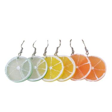 Imagem de Conjunto de 3 pares de brincos de frutas, estilo verão, limão, toranja, laranja, simulação de frutas, brincos, joias femininas, presentes para ela