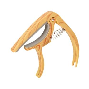 Imagem de Dynwave Clipe de afinador de capotraste para violão acústico, clipe de violão profissional multifuncional de madeira, braçadeira de troca rápida, Grão de Madeira Clara