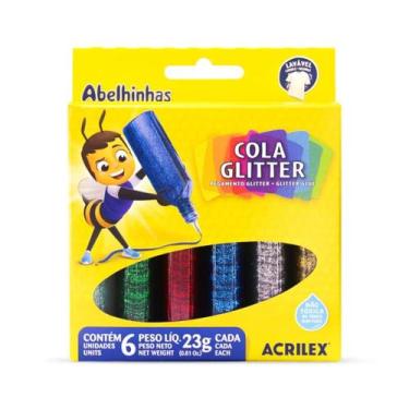Imagem de Cola colorida glitter Acrilex com 6 unidades de 23g