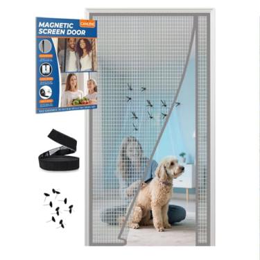 Imagem de CANLENE Tela magnética porta esquerda direita abertura polietileno tereftalato malha maior do que fibra de vidro e poliéster fácil instalação