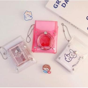 Imagem de 1 porta-cartão de identificação transparente com glitter, porta-moedas, bolsa de armazenamento de batom para estudantes, festas, guardar pequenos cosméticos, Azul