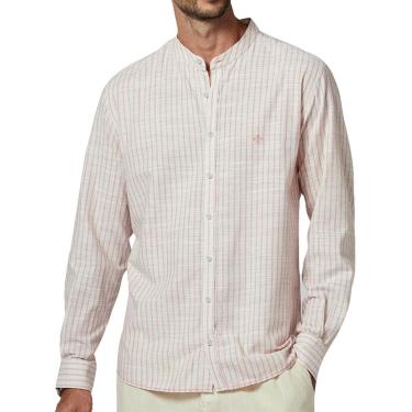 Imagem de Camisa Dudalina Masculina Comfort Slub Cotton Listrada Rosa / Cáqui-Masculino