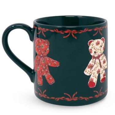 Imagem de Vera Bradley Caneca de café natalina, copo de cerâmica de urso fofo comporta 400 ml, lavável na lava-louças e no micro-ondas (Beary Festive)