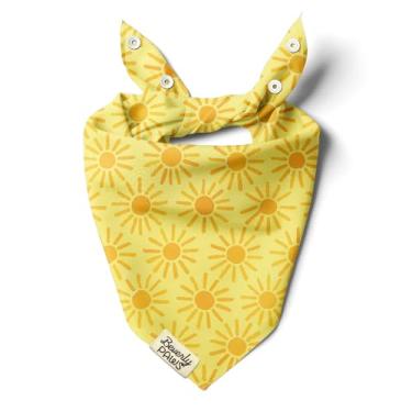 Imagem de BeverlyPaws Bandana de encaixe para cães pequenos, médios e grandes, lenço ajustável para cães e gatos, para meninas e meninos, roupas e acessórios engraçados para filhotes de cachorro (ensolarado, GG